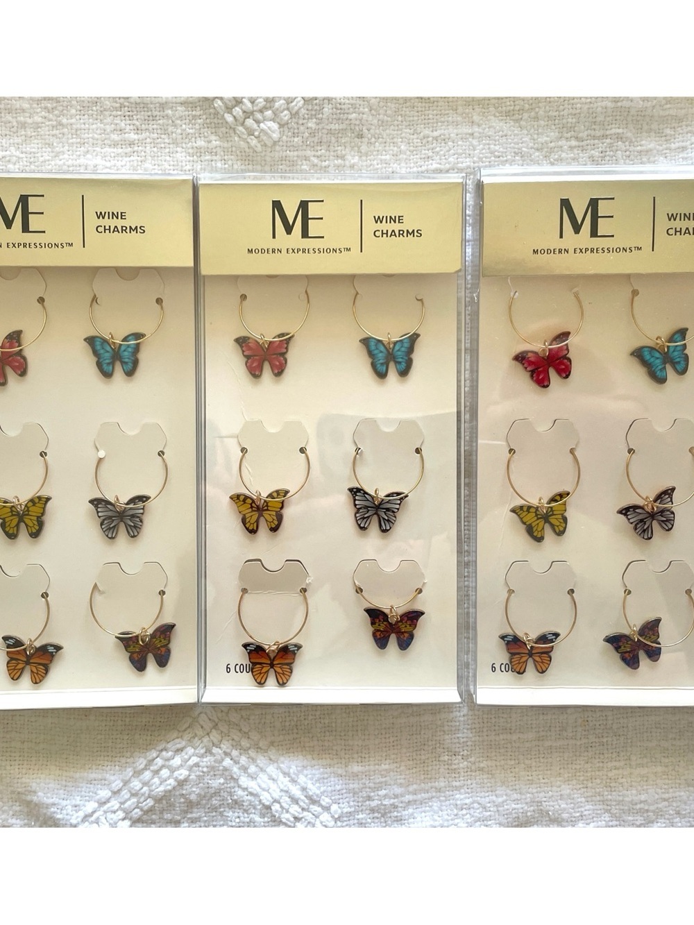 New in Boxes Modern Expressions Butterfly Wine Charms - Multicolor Set